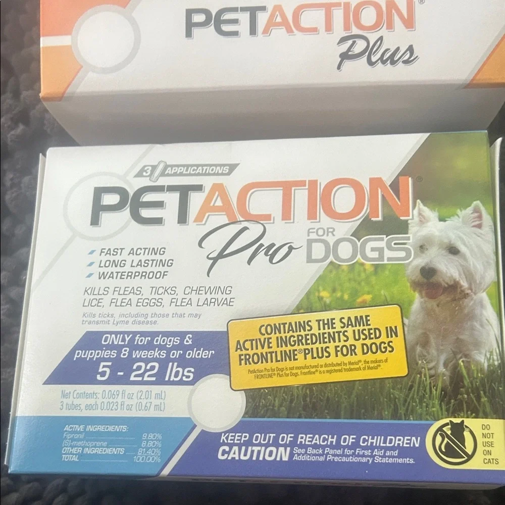 Pet action Pro for Dogs Flea & Tick Treatment -5-22 lbs. 3 pack x3